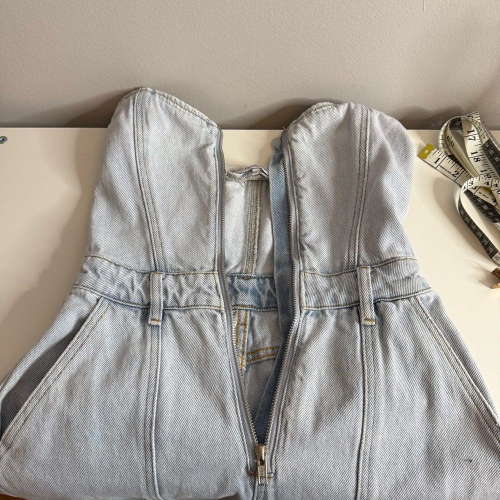 We Wore What Denim Corset cargo Jumpsuit - size 2 - Picture 11 of 15